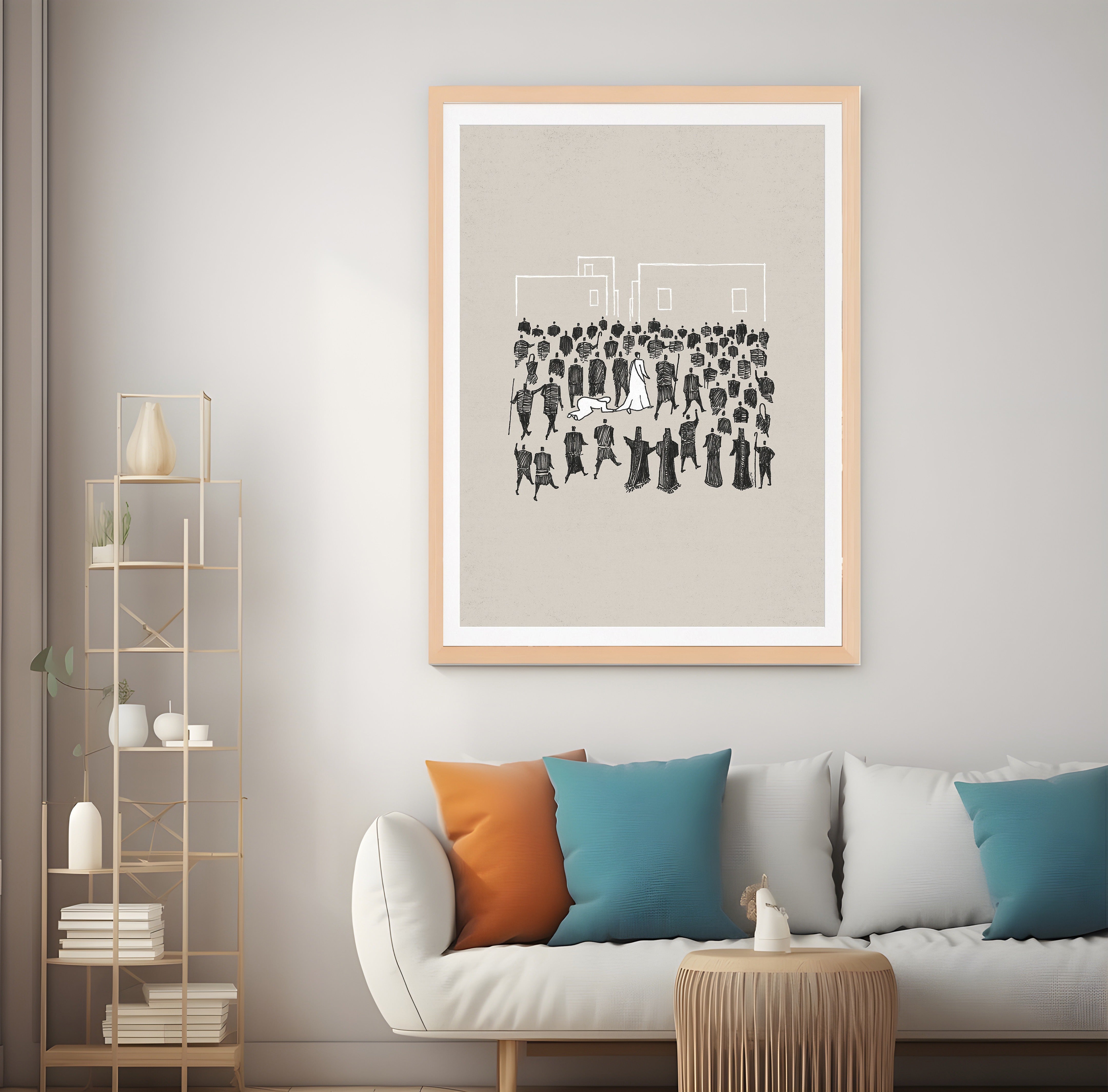 Woman Healed Digital Poster, Fringe of Jesus Garment Art, Hem of Robe Bible Sketch, Christian Wall Art, Jesus Miracle Story, Bible Artwork